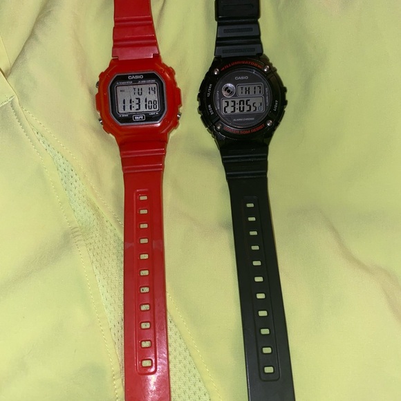 Casio Watch  (2) Men 42mm Red and black  Alarm Digital Day Date WR